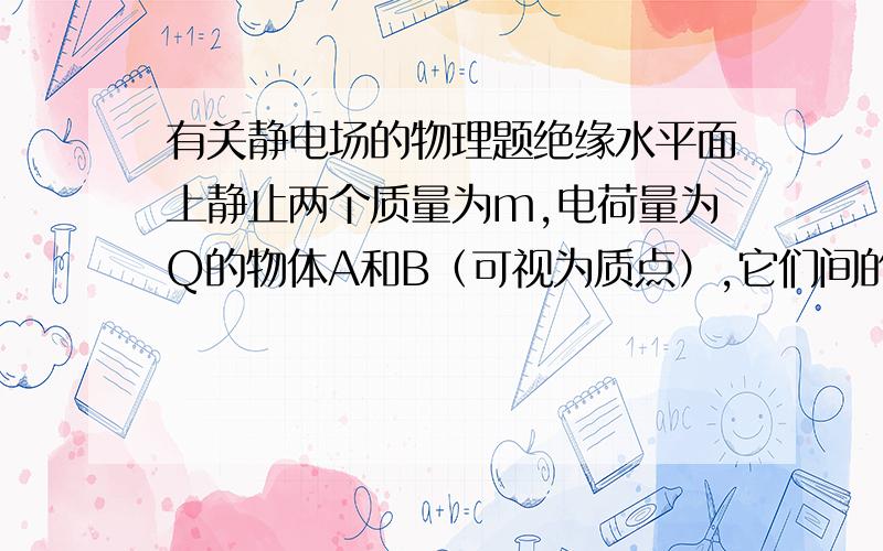 有关静电场的物理题绝缘水平面上静止两个质量为m,电荷量为Q的物体A和B（可视为质点）,它们间的距离为r,A,B与平面间的动摩擦因数为u.  A受到的摩擦力为多大? 如果A的电荷量增至4Q,两物体开