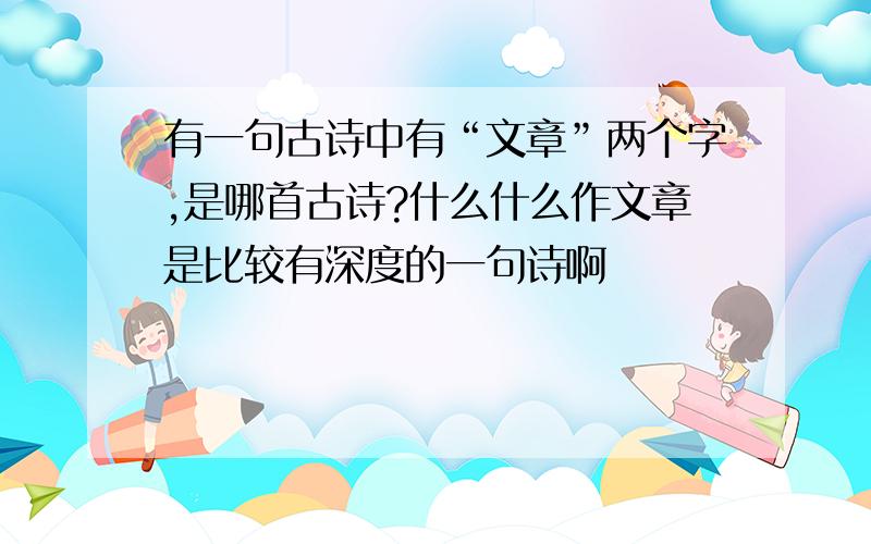 有一句古诗中有“文章”两个字,是哪首古诗?什么什么作文章是比较有深度的一句诗啊