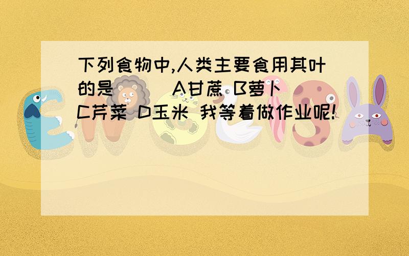 下列食物中,人类主要食用其叶的是（ ） A甘蔗 B萝卜 C芹菜 D玉米 我等着做作业呢!