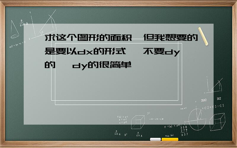 求这个图形的面积,但我想要的是要以dx的形式 ,不要dy的   dy的很简单