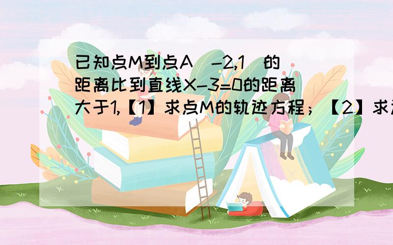 已知点M到点A（-2,1）的距离比到直线X-3=0的距离大于1,【1】求点M的轨迹方程；【2】求过点A斜率为2的直线L被点M的轨迹所截得的弦长；不好意思！题中是“大1”，不是“大于1”