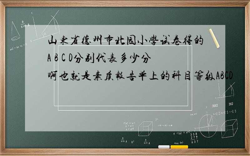 山东省德州市北园小学试卷得的A B C D分别代表多少分啊也就是素质报告单上的科目等级ABCD