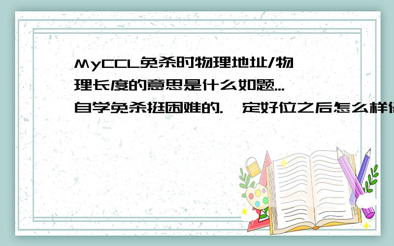 MyCCL免杀时物理地址/物理长度的意思是什么如题...自学免杀挺困难的.  定好位之后怎么样修改特征码