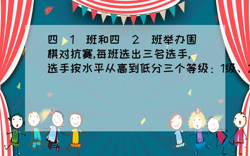 四（1）班和四（2）班举办围棋对抗赛,每班选出三名选手,选手按水平从高到低分三个等级：1级、2级和3级.假如你是四（1）班的学生,为了保证本班取得比较好的成绩,你能想出怎样的策略来