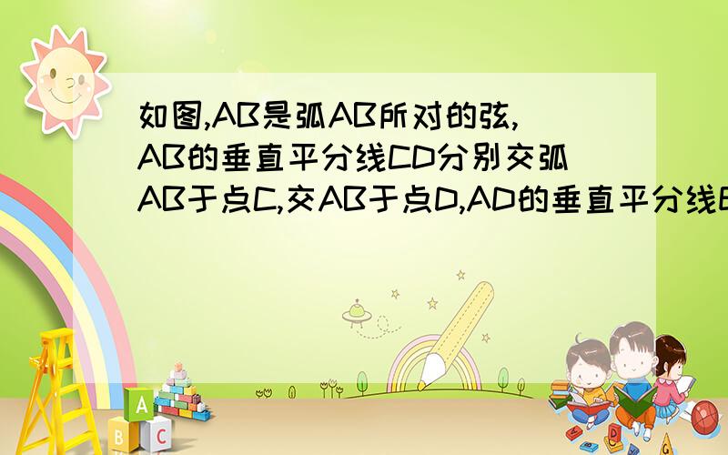 如图,AB是弧AB所对的弦,AB的垂直平分线CD分别交弧AB于点C,交AB于点D,AD的垂直平分线EF分别交弧AB于点E交AB于点F,DB的垂直平分线GH分别交弧AB于点G,交AB于点H,下列结论不正确的是A:弧AC=弧BC B:弧EC=