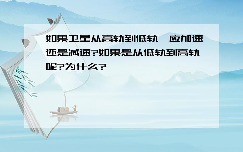 如果卫星从高轨到低轨,应加速还是减速?如果是从低轨到高轨呢?为什么?