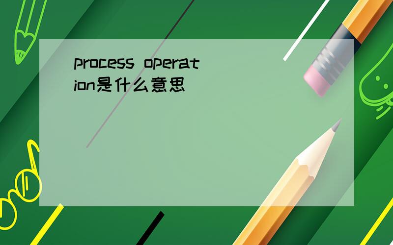process operation是什么意思