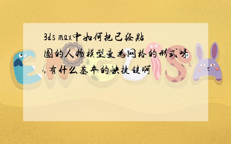 3ds max中如何把已经贴图的人物模型变为网格的形式呀,有什么基本的快捷键啊