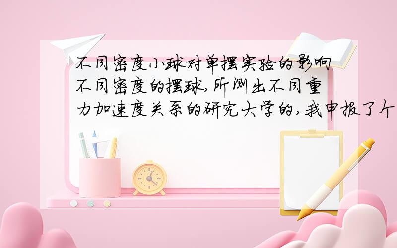 不同密度小球对单摆实验的影响不同密度的摆球,所测出不同重力加速度关系的研究大学的,我申报了个科研,不同密度的小球对所测出的重力加速度的影响