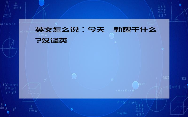 英文怎么说：今天鲍勃想干什么?汉译英