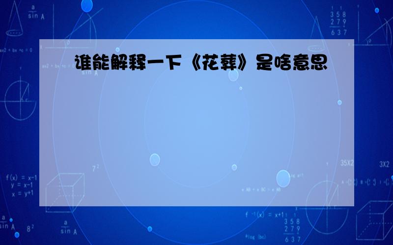 谁能解释一下《花葬》是啥意思