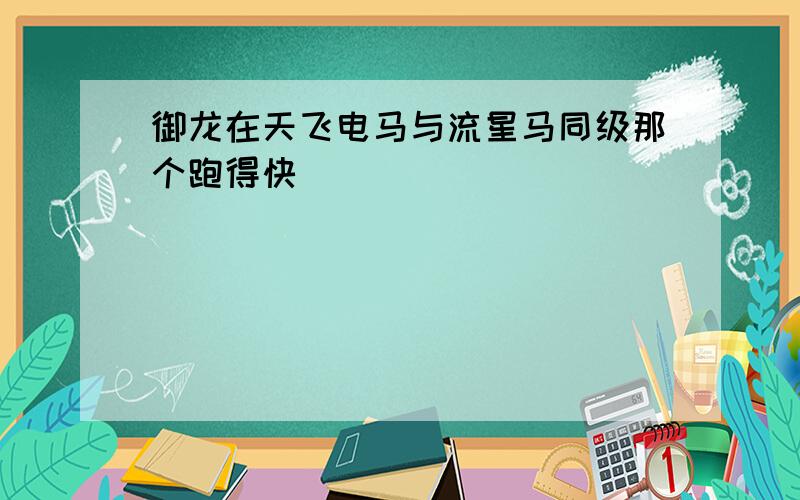 御龙在天飞电马与流星马同级那个跑得快