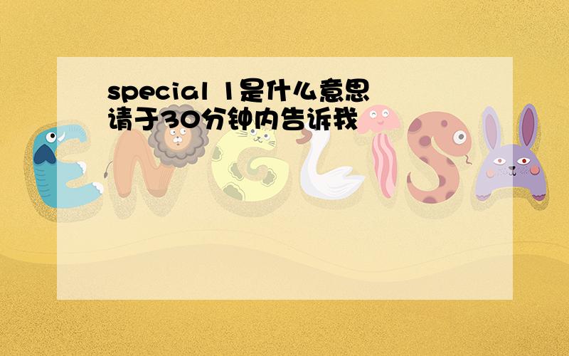 special 1是什么意思请于30分钟内告诉我