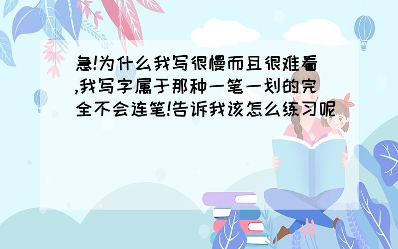 急!为什么我写很慢而且很难看,我写字属于那种一笔一划的完全不会连笔!告诉我该怎么练习呢