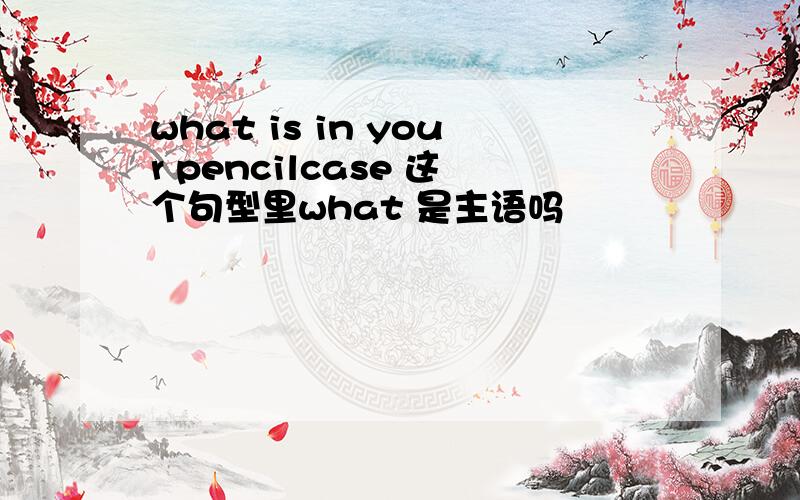 what is in your pencilcase 这个句型里what 是主语吗