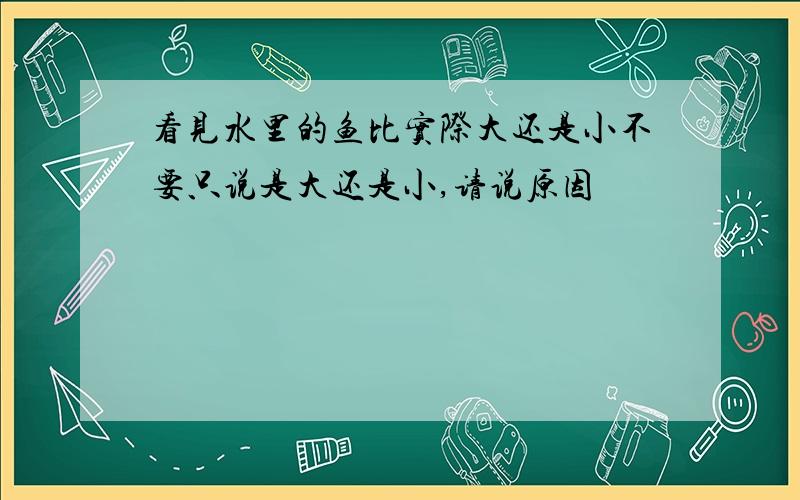 看见水里的鱼比实际大还是小不要只说是大还是小,请说原因