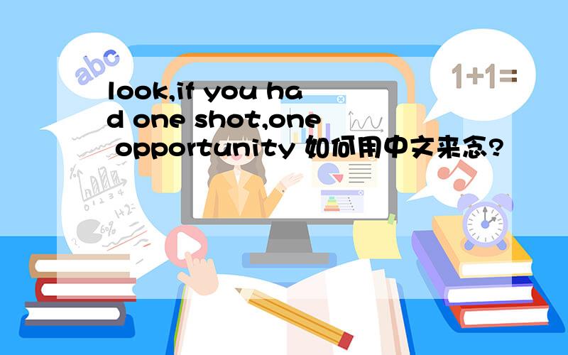 look,if you had one shot,one opportunity 如何用中文来念?