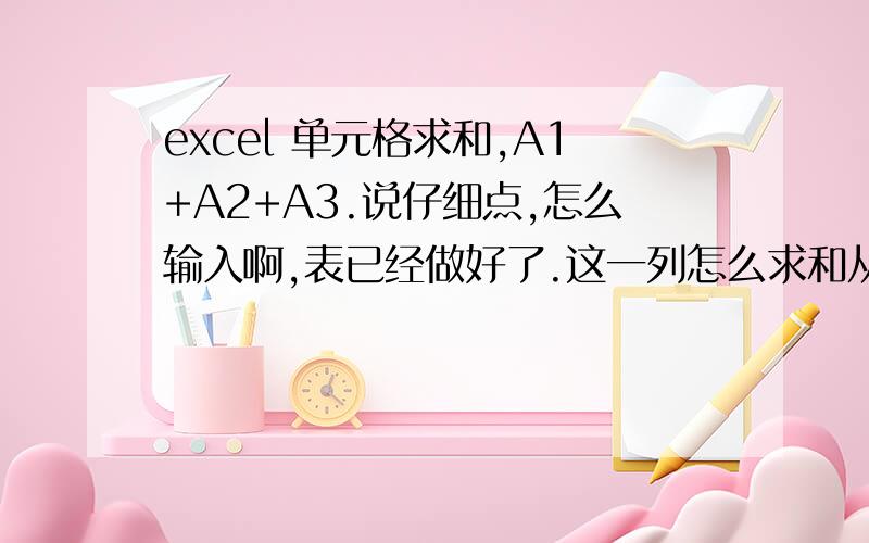 excel 单元格求和,A1+A2+A3.说仔细点,怎么输入啊,表已经做好了.这一列怎么求和从业人员数55753011291881147077105517321170