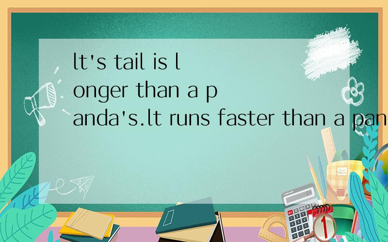 lt's tail is longer than a panda's.lt runs faster than a panda,too.中文