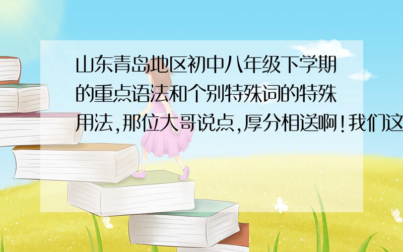 山东青岛地区初中八年级下学期的重点语法和个别特殊词的特殊用法,那位大哥说点,厚分相送啊!我们这用的是人教版Go For it!