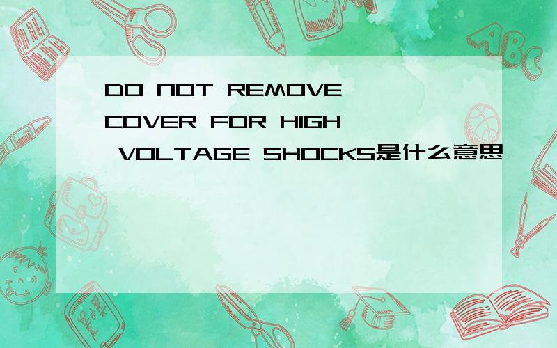 DO NOT REMOVE COVER FOR HIGH VOLTAGE SHOCKS是什么意思
