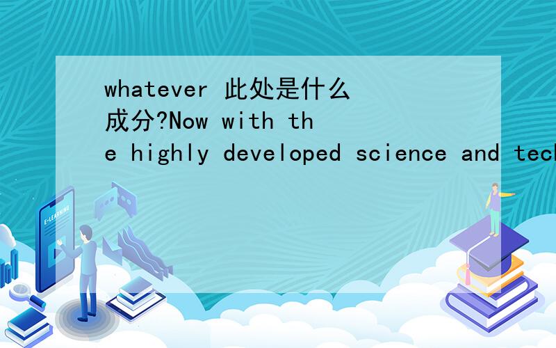 whatever 此处是什么成分?Now with the highly developed science and technology and high-level social wlfare for all,there is no point whatever in talking any longer about 