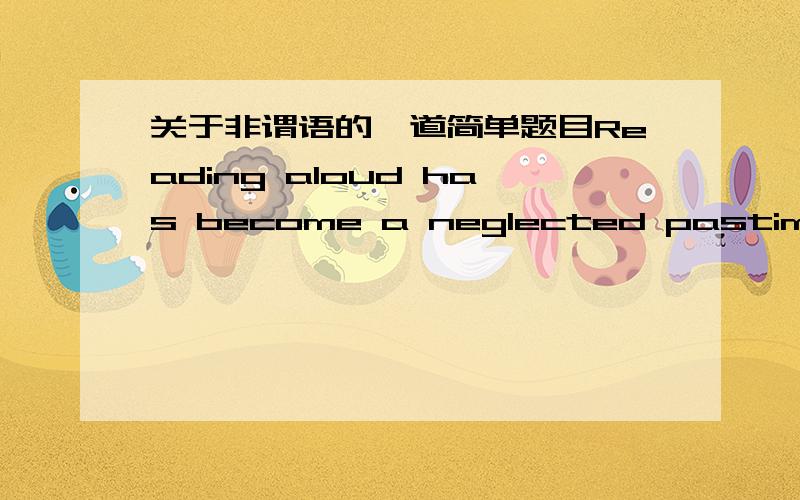 关于非谓语的一道简单题目Reading aloud has become a neglected pastime.Most people now seem to regard a book assomething _______silently 为什么是to be enjoyed而不是being enjoyed呢