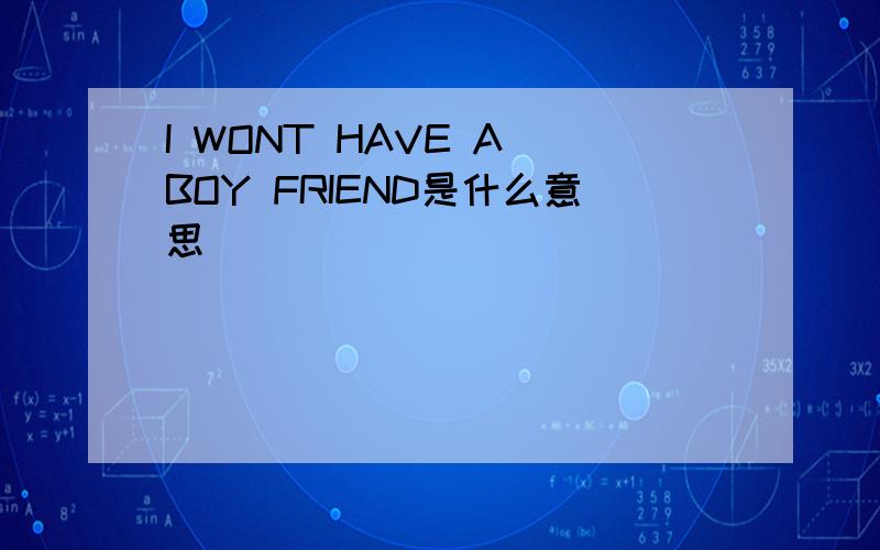 I WONT HAVE A BOY FRIEND是什么意思