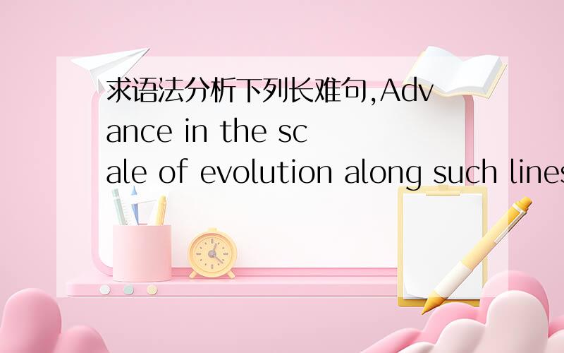 求语法分析下列长难句,Advance in the scale of evolution along such lines as these could only be made by the emergence of creatures with more and more complicated instincts.还有in the scale of 怎么翻译?