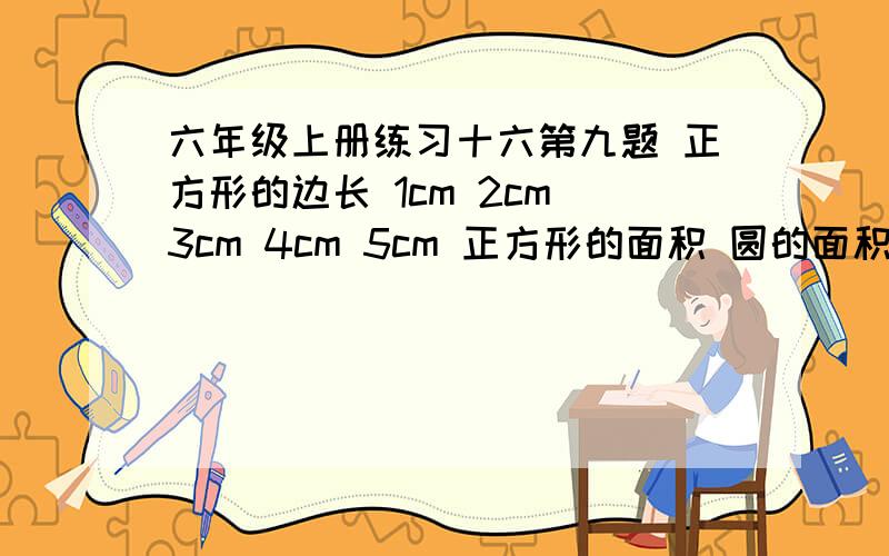 六年级上册练习十六第九题 正方形的边长 1cm 2cm 3cm 4cm 5cm 正方形的面积 圆的面积 面积之比在下面的正方形中画一个最大的圆.