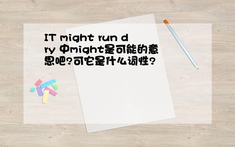 IT might run dry 中might是可能的意思吧?可它是什么词性?