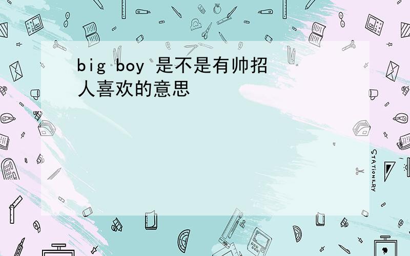 big boy 是不是有帅招人喜欢的意思