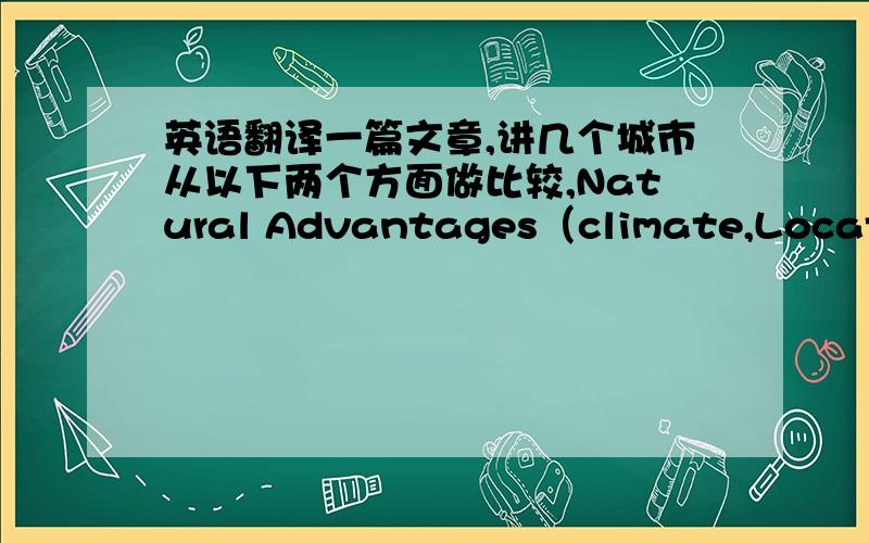 英语翻译一篇文章,讲几个城市从以下两个方面做比较,Natural Advantages（climate,Location,……,Historical towns ）和Built Factors（Airport,Major highway link …… food bowl）,其中Built怎么翻译合适?单词built 请根