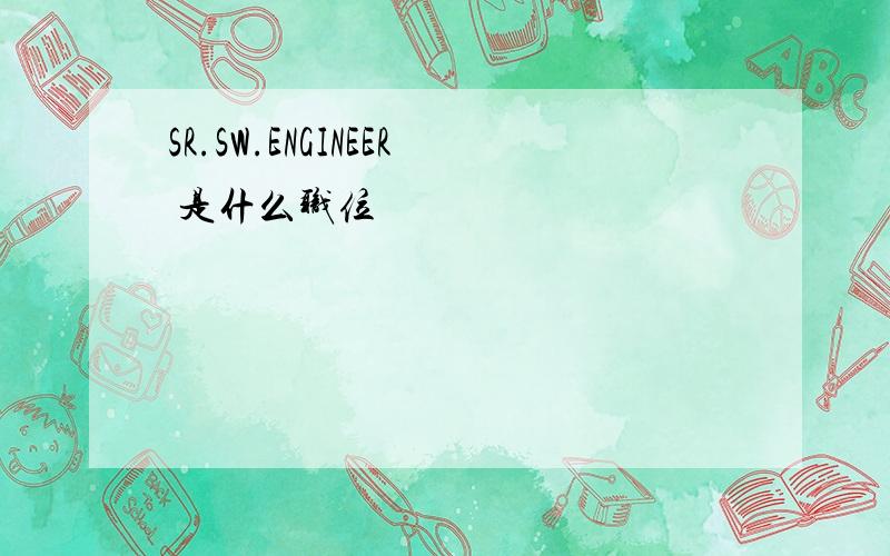 SR.SW.ENGINEER 是什么职位