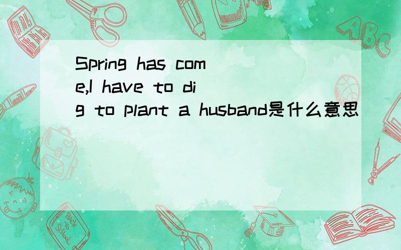 Spring has come,I have to dig to plant a husband是什么意思