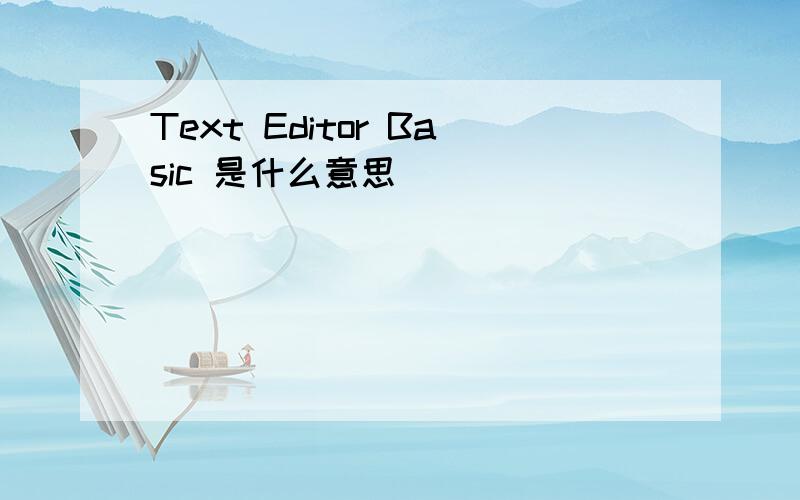 Text Editor Basic 是什么意思