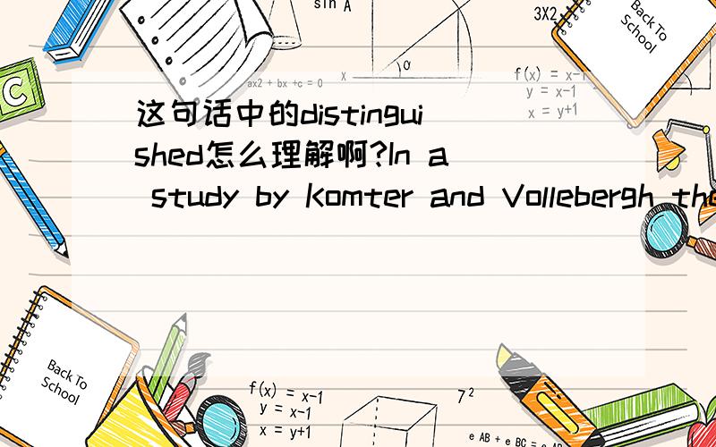 这句话中的distinguished怎么理解啊?In a study by Komter and Vollebergh they distinguished four kinds of gifts:presents,food (having guests for dinner),lodging (offering guests a place to stay in one’s house),and care or help .