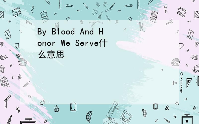 By Blood And Honor We Serve什么意思