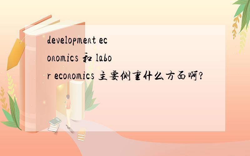 development economics 和 labor economics 主要侧重什么方面啊?