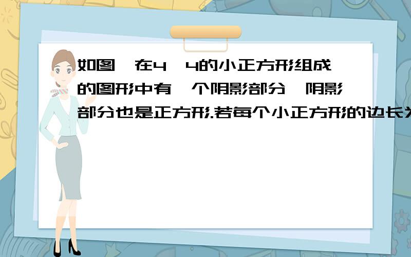 如图,在4×4的小正方形组成的图形中有一个阴影部分,阴影部分也是正方形.若每个小正方形的边长为2,求阴影正方形的边长.