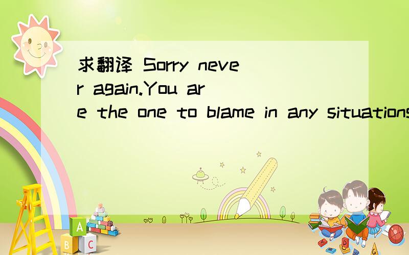 求翻译 Sorry never again.You are the one to blame in any situations.