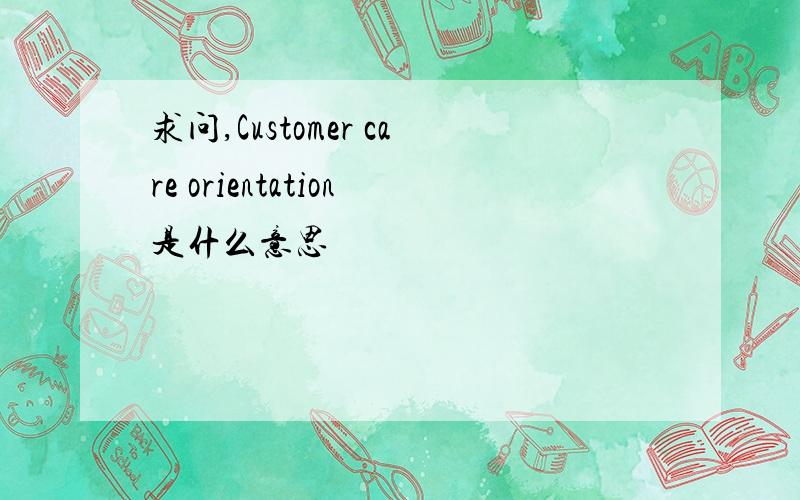 求问,Customer care orientation是什么意思