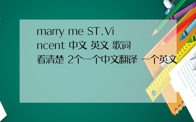 marry me ST.Vincent 中文 英文 歌词看清楚 2个一个中文翻译 一个英文