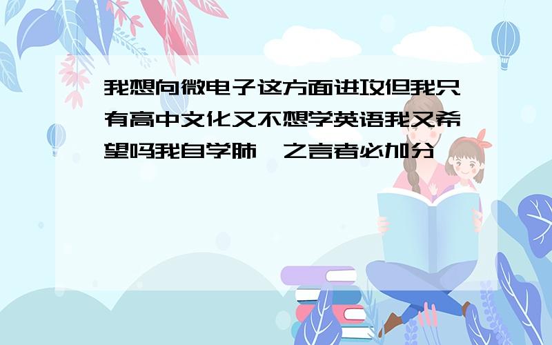 我想向微电子这方面进攻但我只有高中文化又不想学英语我又希望吗我自学肺腑之言者必加分