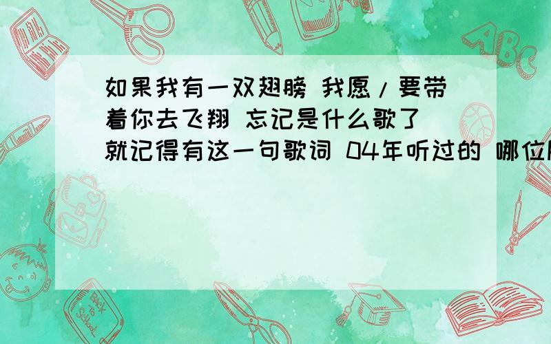 如果我有一双翅膀 我愿/要带着你去飞翔 忘记是什么歌了 就记得有这一句歌词 04年听过的 哪位朋友给说下