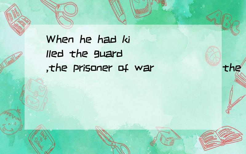 When he had killed the guard,the prisoner of war _____ the dead man's clothesA.turned intoB.changed intoC.changed out ofD.turned out选哪个?为什么?