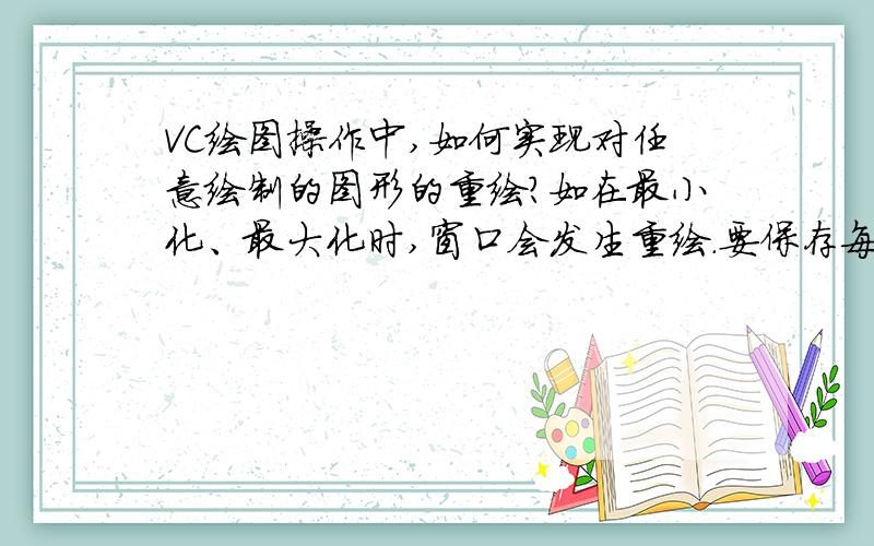 VC绘图操作中,如何实现对任意绘制的图形的重绘?如在最小化、最大化时,窗口会发生重绘.要保存每个点?