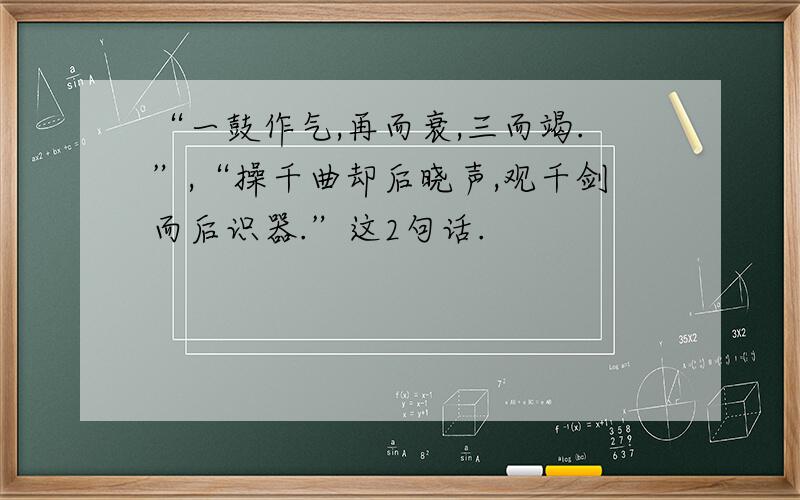 “一鼓作气,再而衰,三而竭.”,“操千曲却后晓声,观千剑而后识器.”这2句话.