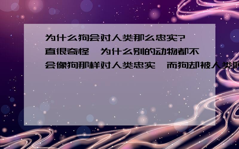 为什么狗会对人类那么忠实?一直很奇怪,为什么别的动物都不会像狗那样对人类忠实,而狗却被人类呼之则来,挥之则去?