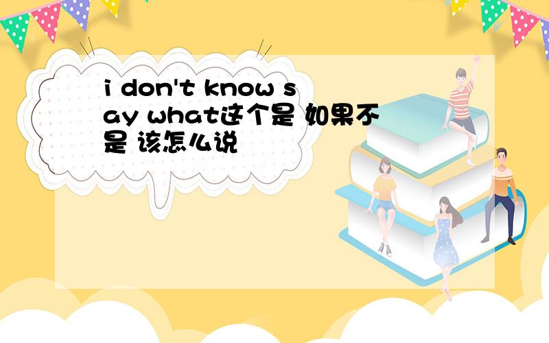 i don't know say what这个是 如果不是 该怎么说